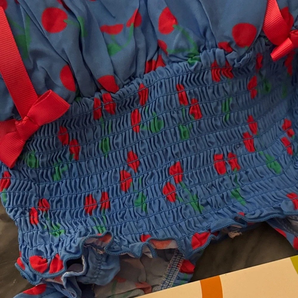 Oodles Blue Cherry Dog Dress